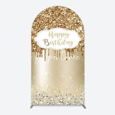 Aperturee - Aperturee Light Gold Glitter Diamonds Birthday Arch Backdrop